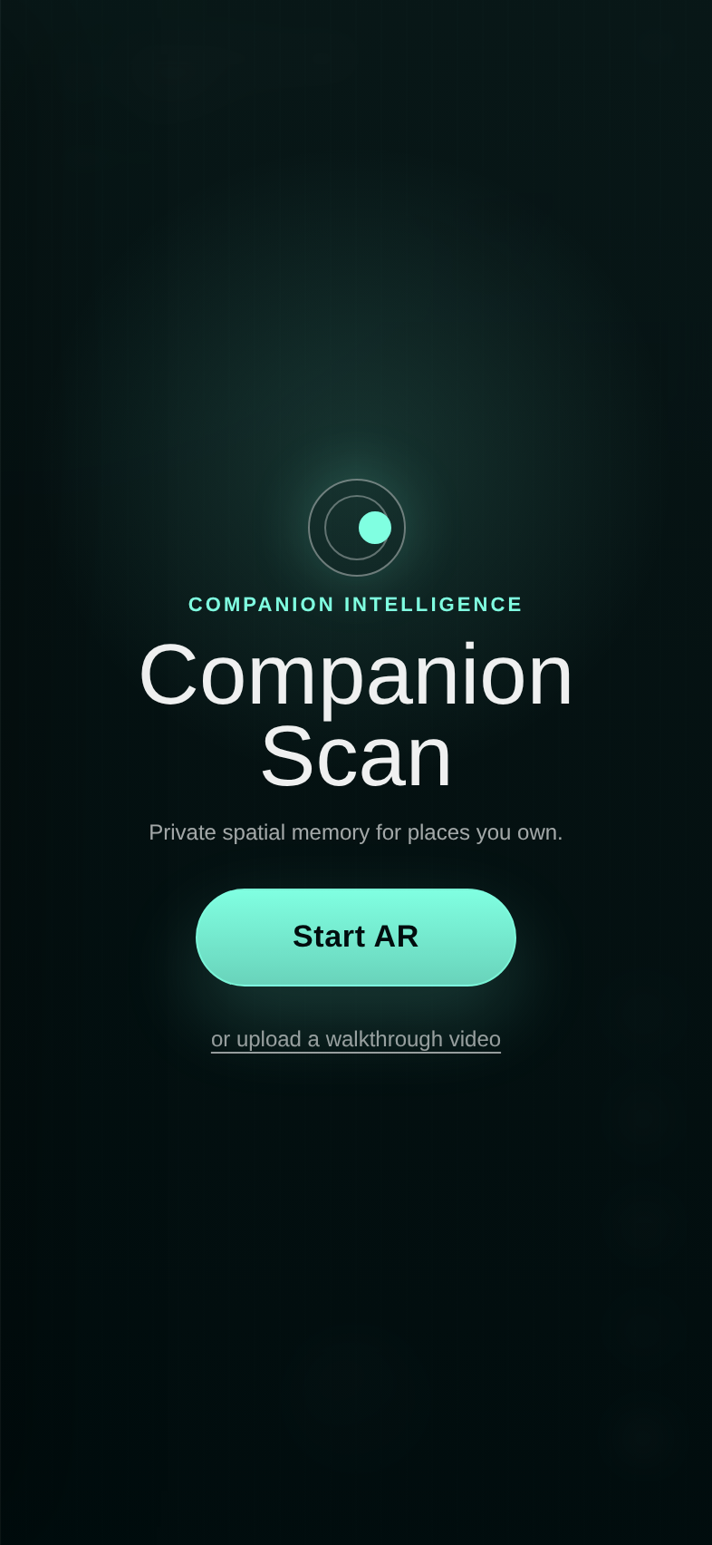 Spatial Scan start screen on mobile