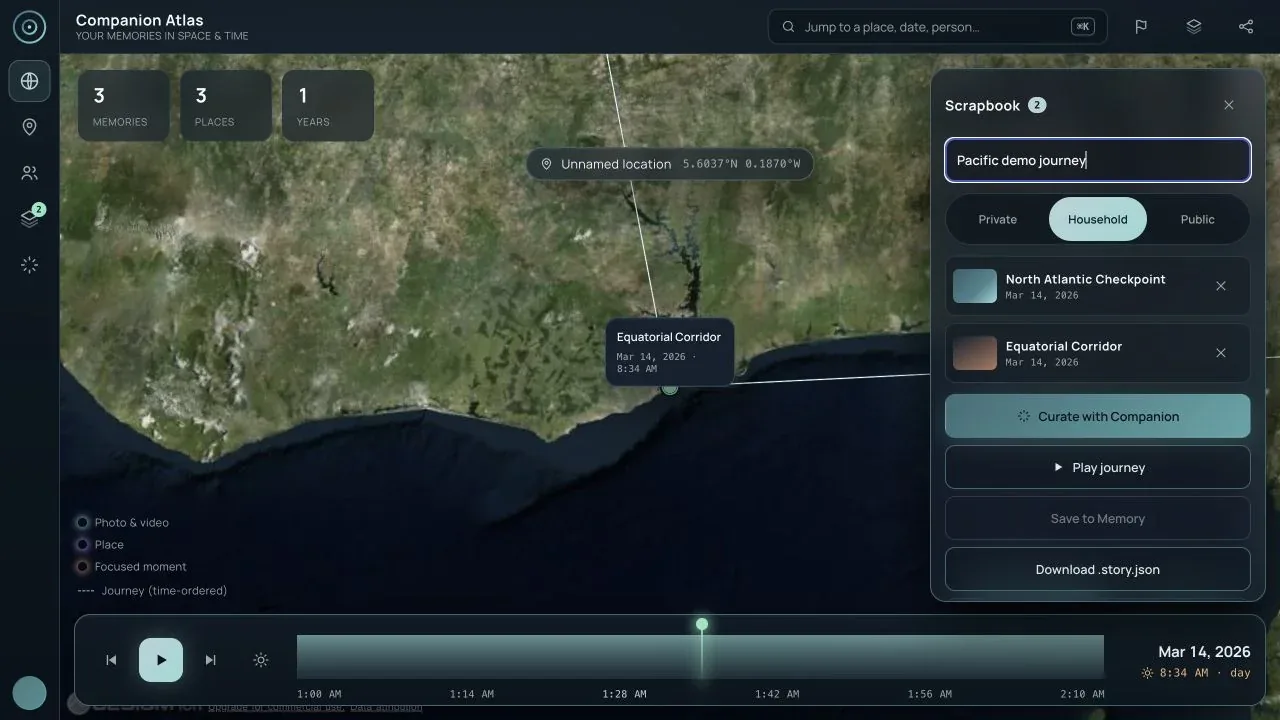 Companion Atlas desktop Scrapbook configured with a title and Household visibility