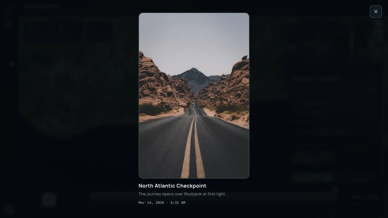 Companion Atlas desktop full-media lightbox with a public demo road image