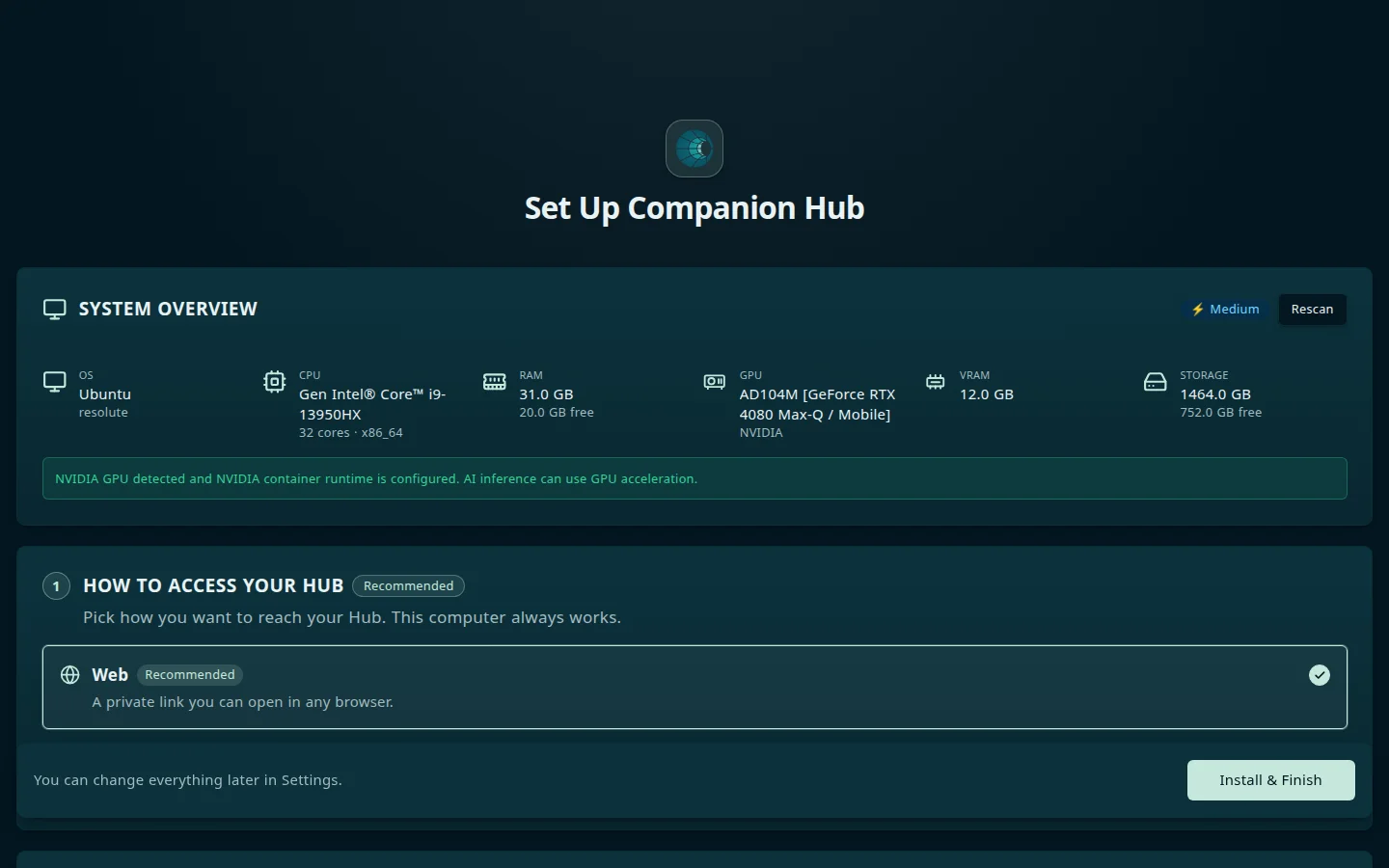 Set Up Companion Hub: the system overview and step 1, How to access your Hub
