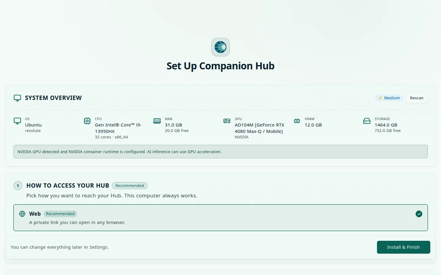 Set Up Companion Hub: the system overview and step 1, How to access your Hub
