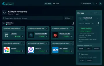 CI Account Home with one paired Hub and its apps