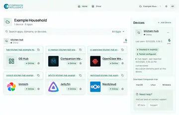 CI Account Home with one paired Hub and its apps